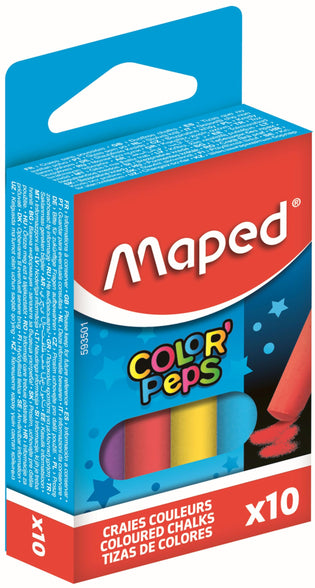 Maped Colour Peps M593501 Chalk Pack of 10 Round Assorted Colours
