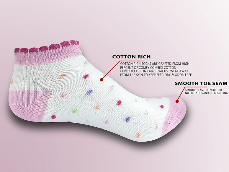 Girls Combed Cotton Printed Liners Socks 5 Pairs Pack