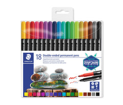 STAEDTLER 3187 TB18 Double Ended Permanent Pens, Assorted Colour pack of 18