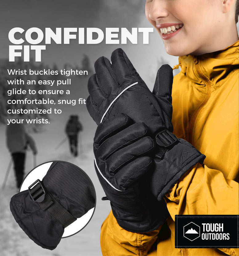 Tough Outdoors Ski Gloves - Thermal Waterproof Snow Gloves - Snowboarding Insulated Gloves for Women & Men - Winter Snow & Skiing Gloves