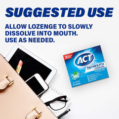 ACT Dry Mouth Lozenges Soothing Mint 36 Count Soothing Mint Flavored Lozenges with Xylitol Help Moisturize Mouth Tissue to Sooth and Relieve Discomfort from Dry Mouth, Freshens Breath