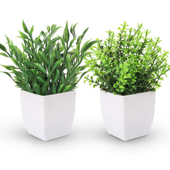 Der Rose 2 Packs Small Fake Plants Artificial Greenery Eucalyptus Plants in Pots for Bedroom Living Room Decor