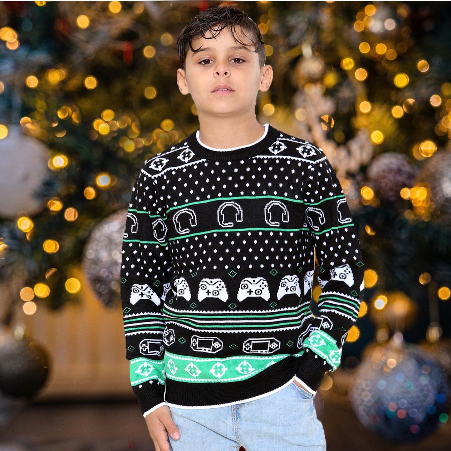 NOROZE Men's Boys Gaming Jumpers Unisex Christmas Gamer Retro Sweater Family Matching Dad Son Pullover Top