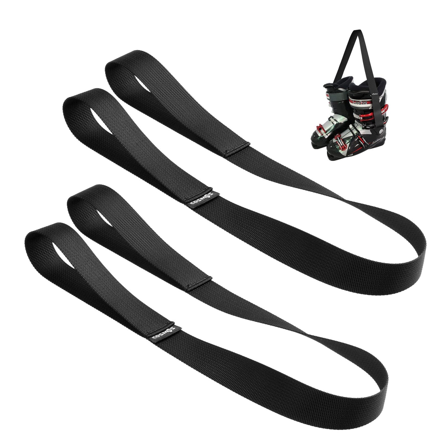 CM Cosmos 2 Pcs Ski Boots Leash Carrier Strap Roller Skate Leash Strap Snowboard Boot Shoulder Sling Leash for Skiing Boot Ice Skates Inline Skates Rollerblades, Black, One size