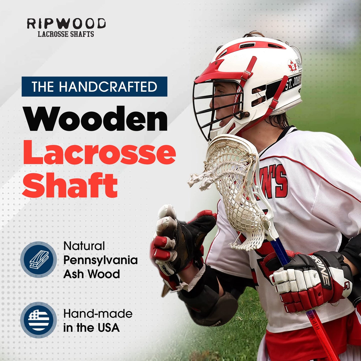 RipWood - Pennsylvania Ash Wooden Lacrosse Shaft, Durable and Flexible Lacrosse Sticks, 30-inch Lacrosse Sticks for Boys and Men of All Ages, Essential Lacrosse Equipment