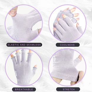 GSAFEME Anti UV Gloves for Nail Lamp, Professional UPF50+ UV Protection Gloves for Manicures Nail Art, Fingerless Gloves