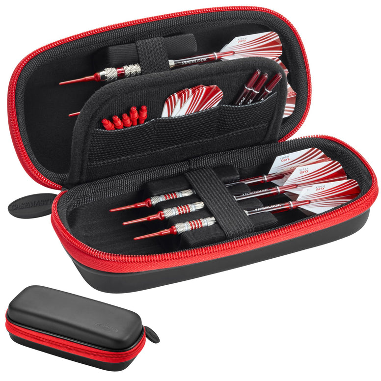 Casemaster Sentry Dart Case Slim EVA Shell for Steel and Soft Tip Darts, Hold 6 Darts and Features Built-in Storage for Flights, Tips and Shafts