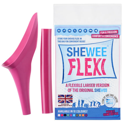 SHEWEE Flexi - Reusable Pee Funnel – A Flexible, Larger Version Of The Original Female Urination Device Since 1999! Quickly, Easily and Discreetly, Wee Standing Up. Comes with an Extension Pipe.