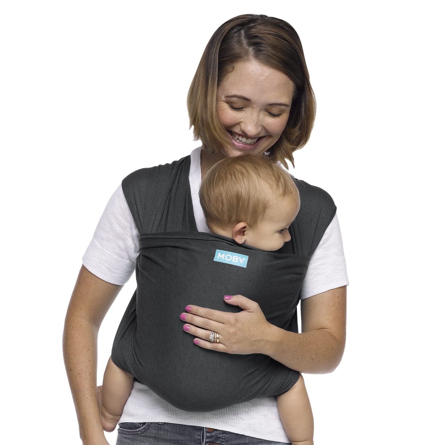 MOBY Evolution Baby Wrap Carrier for Newborn to Toddler, Baby Sling from Birth, One Size Fits All, Lighter Version of MOBY Classic Wrap, Breathable Stretchy Wrap, Unisex