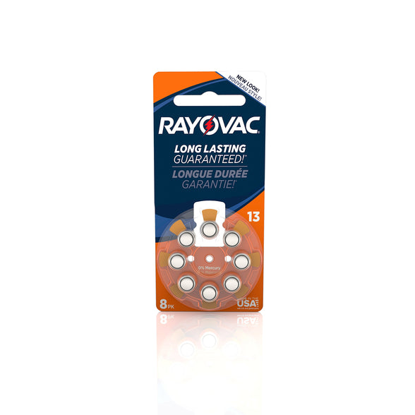 RAYOVAC Size 13 Hearing Aid Batteries, 8-Pack, L13ZA-8ZMB