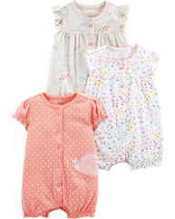 Simple Joys by Carter's Baby Girls' Snap-Up Rompers, Pack of 3 (3-6 Months)