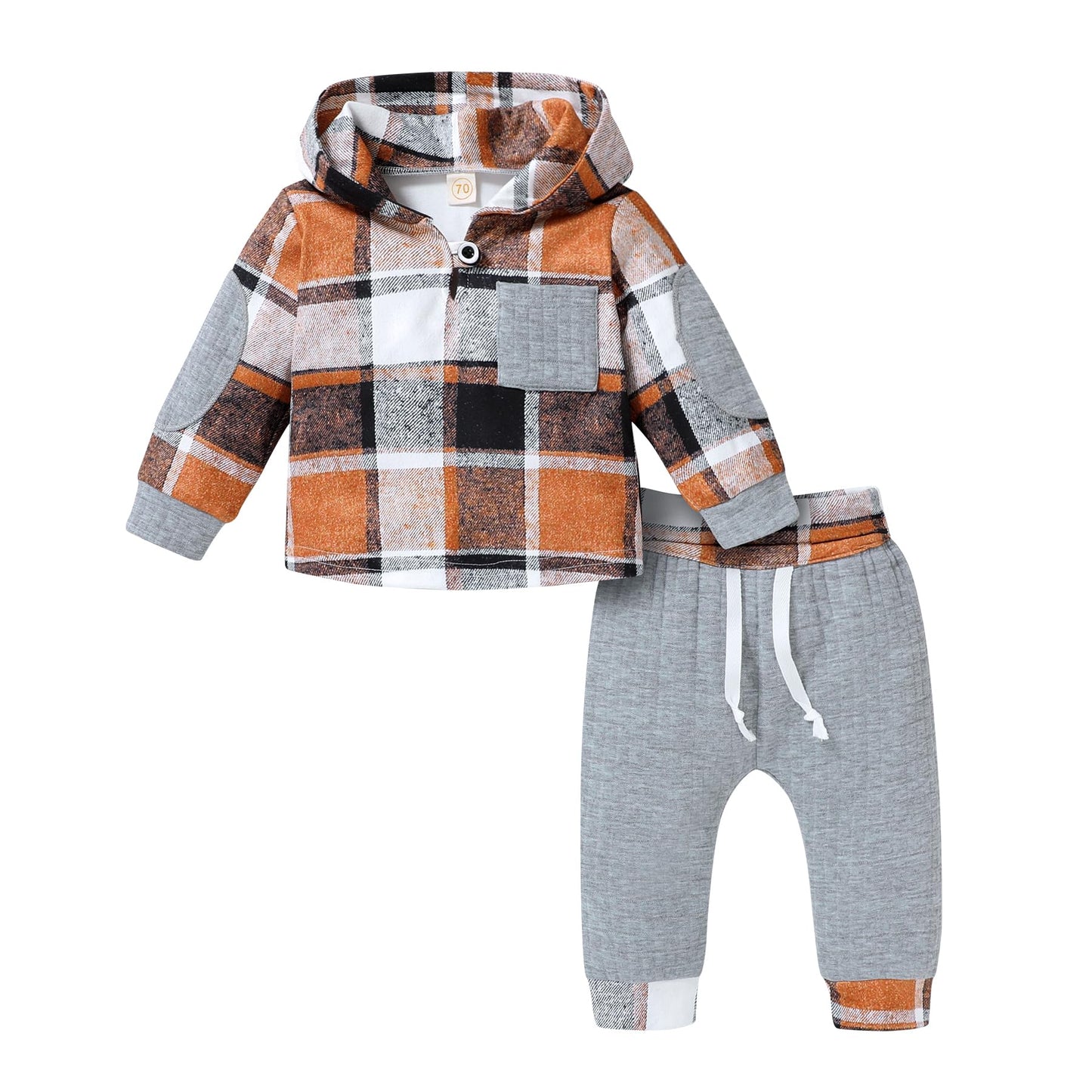 Kids Toddler Infant Baby Boys Girls Winter Outfit Christmas Plaid Hoodie Sweatshirt Jackets Shirt+Pants Xmas Clothes Set 0-3M