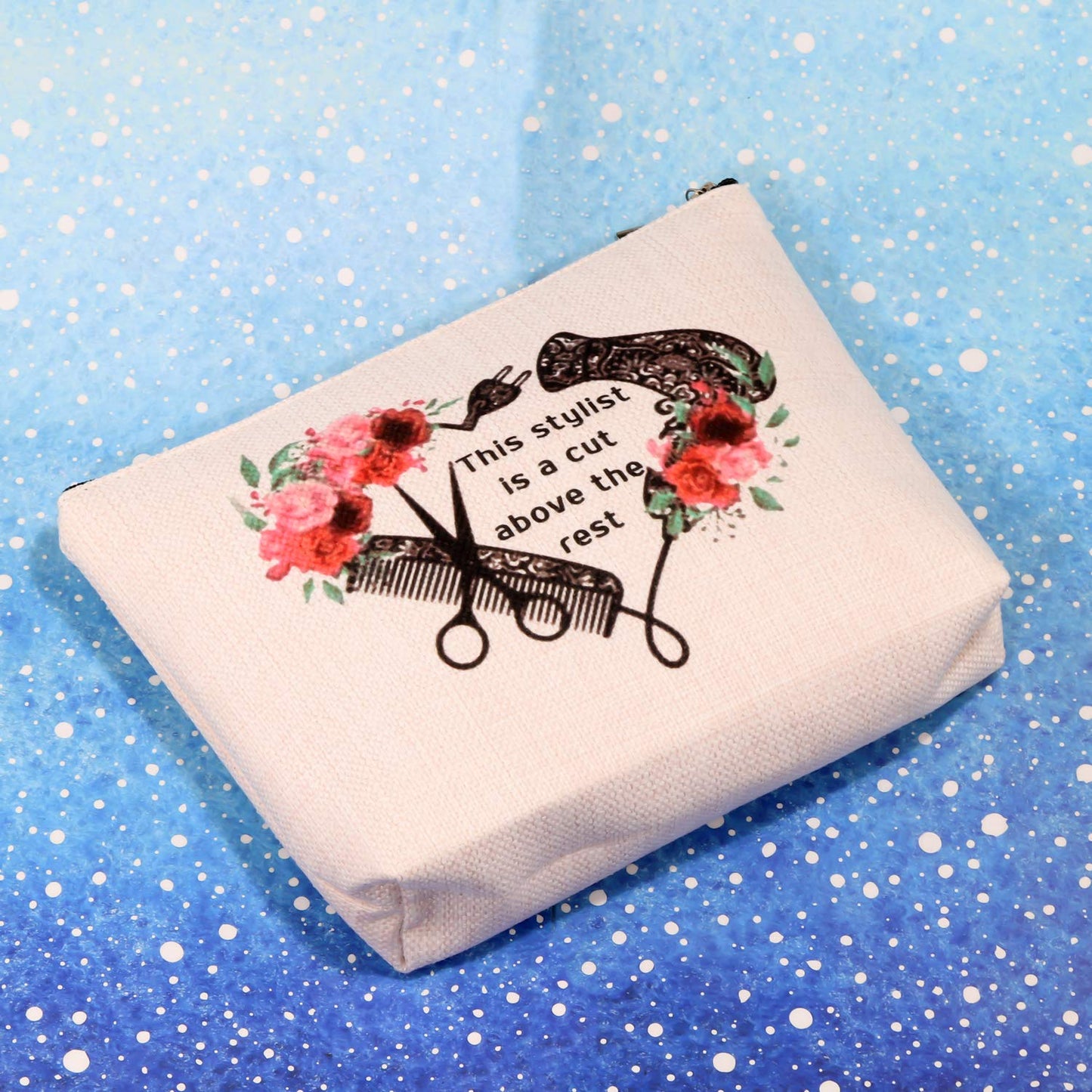 G2TUP Hairdresser Cosmetologist Gift for Hair Stylist Women Cosmetic Bag Barber Floral Pouch This Stylist is a Cut Above the Rest, Hair Stylist