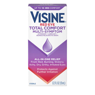 Visine Red Eye Total Comfort Multi-Symptom Eye Drops, All-in-One Astringent, Lubricant & Redness Reliever Eye Drops for Irritated, Dry, Burning, Watery, Itchy, Red, Gritty Eyes, 0.5 fl. oz