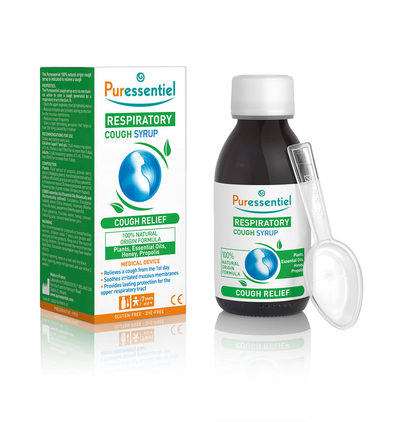 Puressentiel Respiratory Throat Syrup - 125 ml. 4 EOBBD Essential Oils