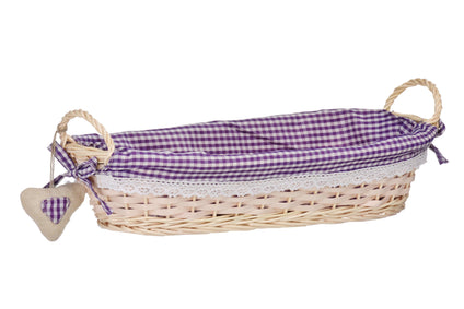 Premier Housewares Oblong Willow Basket with Gingham Lining - Purple