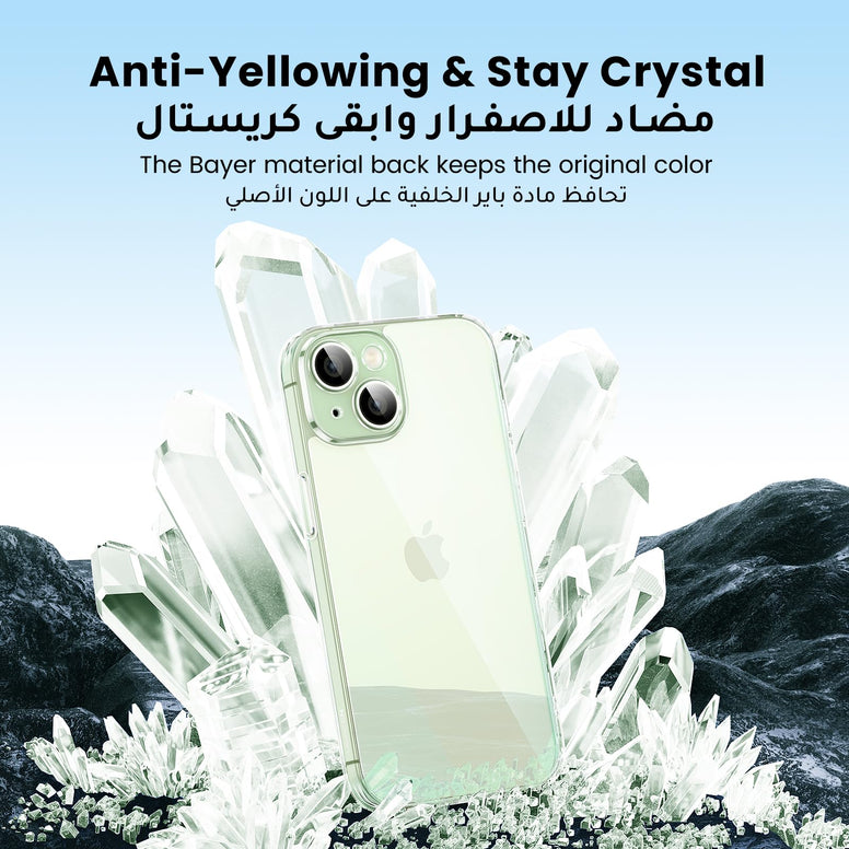UGREEN iPhone 15 Case Clear 6.1 inch【Anti-Yellowing】【 Mil-Grade Anti-Drop】iPhone 15 Cover Transparent, Slim Thin Crystal iPhone 15 Case, Full Coverage Lens Protection, Shockproof Anti-Scratch