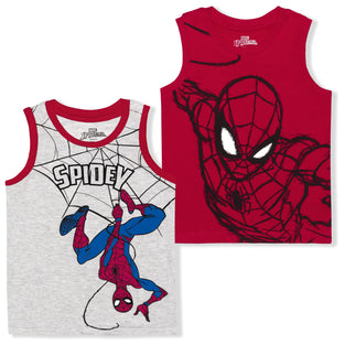 Spiderman Marvel 2 Pack Boy's Sleeveless Tee Shirt Set, Printed Undershirt for Kids