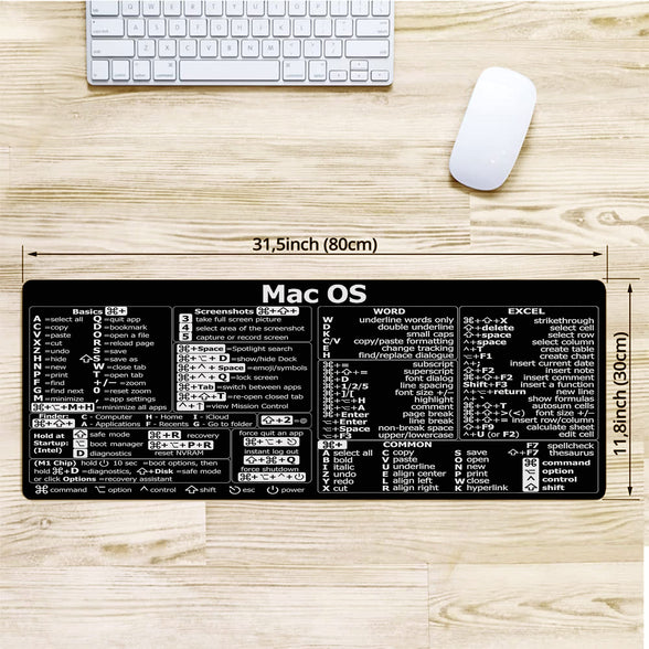 Mac os Shortcuts, excel Shortcuts Cheat Sheet, Mac OS (M1+Intel) + Word/Excel (for Mac) Quick Reference Guide Keyboard Shortcut, Keyboard mat, mac os Shortcuts mousemat, Trader Mouse Pad Mat HG