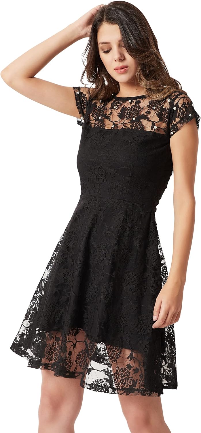 Miss Olive Women's Lace Skater Mini Dress