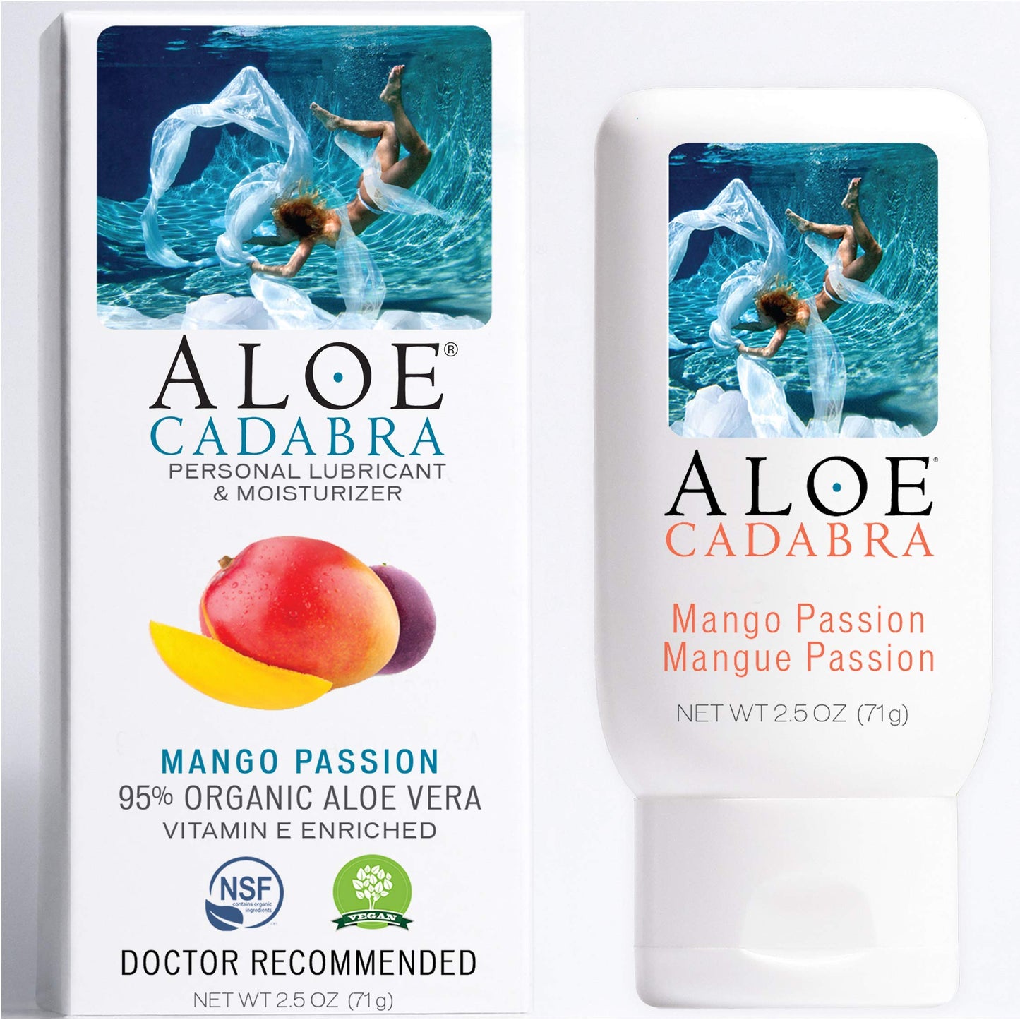 Flavored Personal Lubricant Organic, Natural Mango Passion Lube, Oral, Women, Men & Couples, 2.5 Ounce Aloe Cadabra