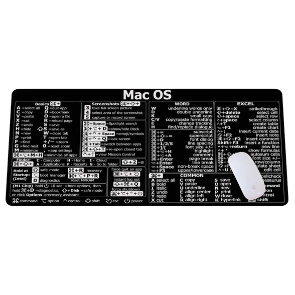 Mac os Shortcuts, excel Shortcuts Cheat Sheet, Mac OS (M1+Intel) + Word/Excel (for Mac) Quick Reference Guide Keyboard Shortcut, Keyboard mat, mac os Shortcuts mousemat, Trader Mouse Pad Mat HG