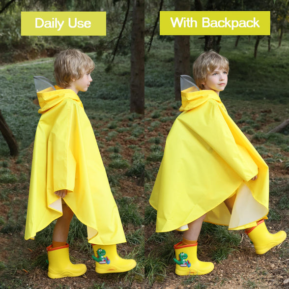 AIWUHE Kids Rain Poncho Cartoon Raincoat Jacket Cute Rain Coat Toddler Boys Girls Rain Cape Light Waterproof Hoodie Outwear, for 1-3 Y