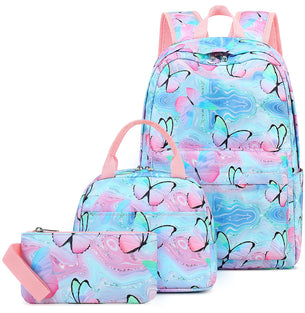 CAMTOP School Backpack Girls Bookbags Set with Lunch Box and Pencil Case for Teens Kids, Butterfly