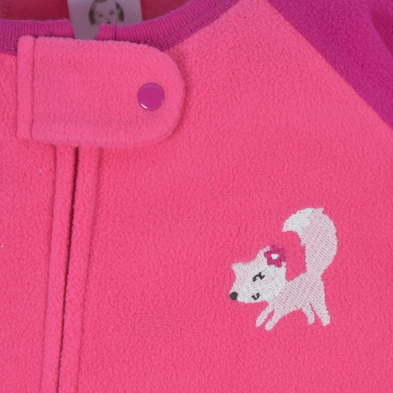 Gerber Baby Girls' Toddler Loose Fit Flame Resistant Fleece Footed Pajamas 2-Pack(6-9M)