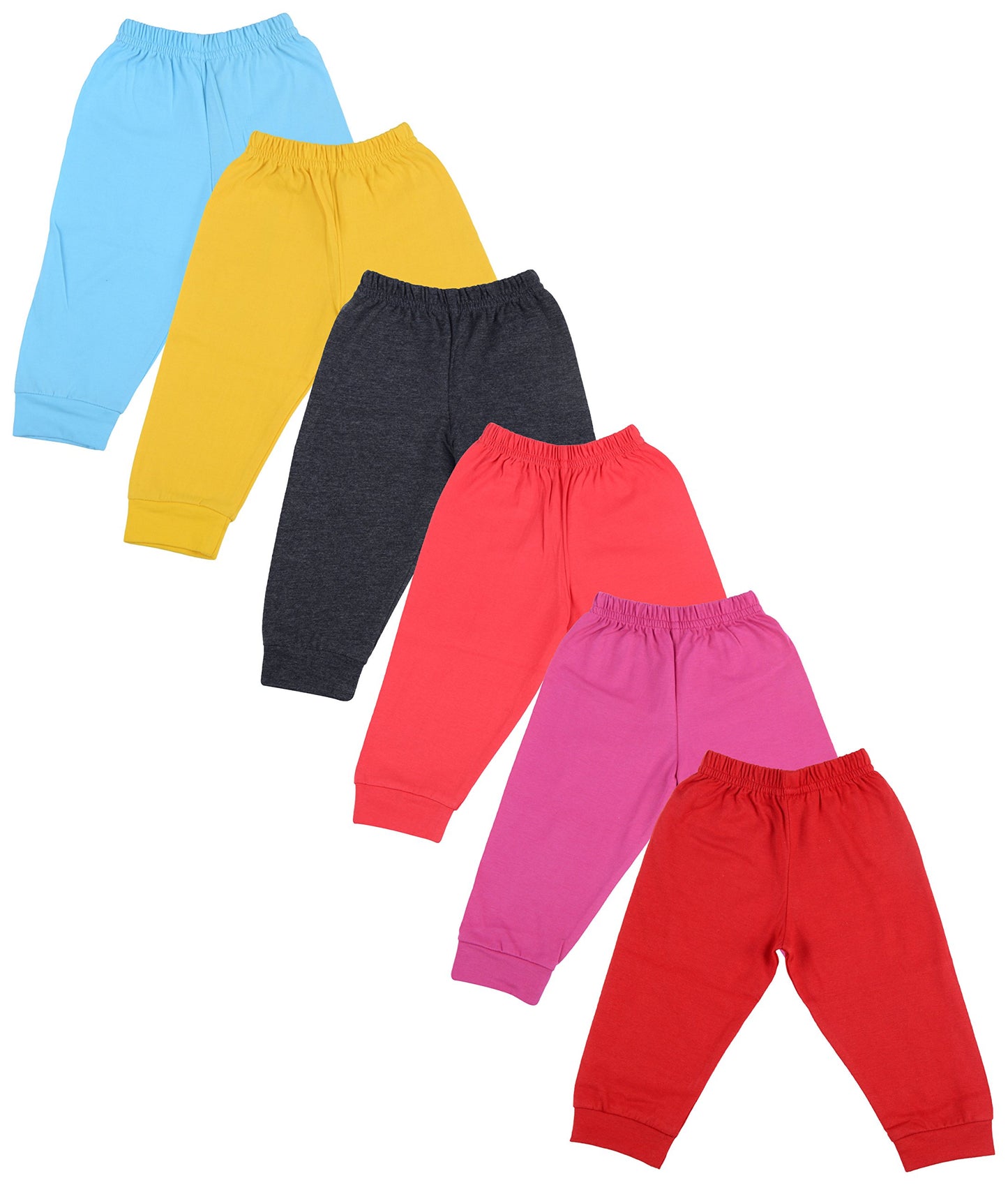 FirstVibe Baby Kids Soft Cotton Track Pants with Ribs, Pack of 6   1-1.5 Years