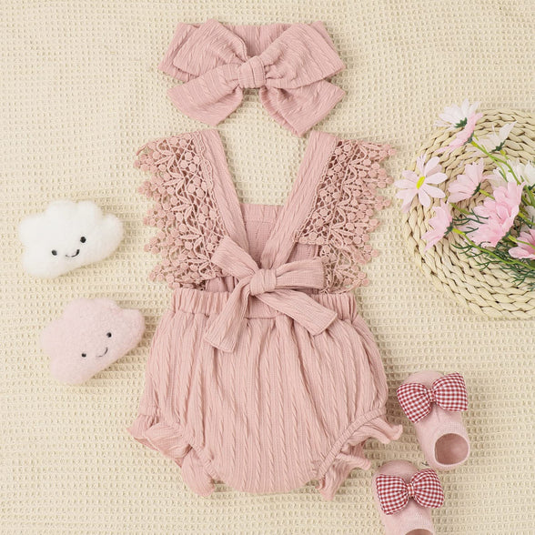 Infant Baby Girl Plaid Romper Baby Short Sleeve Pleated Romper Bodysuit Summer Spring Outfits 3-6 Months