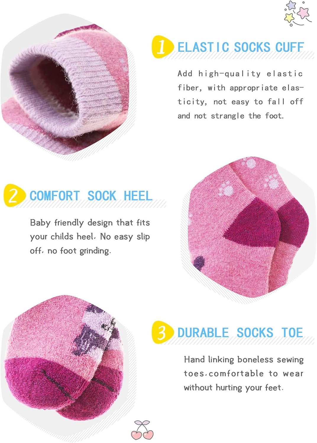 Kids Boys Girls Slipper Socks Warm Thick Fuzzy Fleece Lined Winter Cartoon Thermal Anti-Slip Soft Children's Home Floor Socks