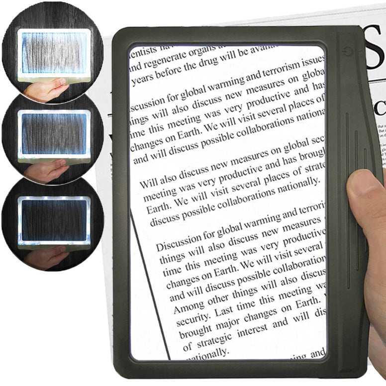 3X Large Ultra Bright LED Page Magnifier with 12 Anti-Glare Dimmable LEDs (Provide More.