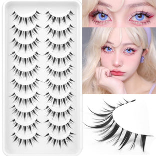 10 Pairs Manga Lashes, Big Eye Lashes, MAKINGTEC Natural Look Anime False, Sexy BigEyelashes, Eyelashes Individual Wispy Korean Makeup Eye Lashes， Clusters Asian Fake Eyelashes Pack, Cruelty Free