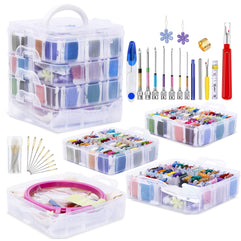 Jupean Embroidery Starter Kit, Punch Needle Tool and Supplies Including Embroidery Punch Needle, 150 Colour Embroidery Floss Cross Stitch Threads with Organiser Storage Box, Floss Bobbins, Embroidery