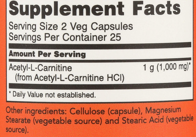 NOW Foods Acetyl-L Carnitine, 50 Caps (500 mg)