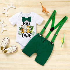 Excefore Baby Boy Funny First Birthday Clothes Infant Boy Bow Tie Romper Bodysuit Cake Smash Outfits, 80cm  9-12M