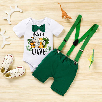 Excefore Baby Boy Funny First Birthday Clothes Infant Boy Bow Tie Romper Bodysuit Cake Smash Outfits, 80cm  9-12M