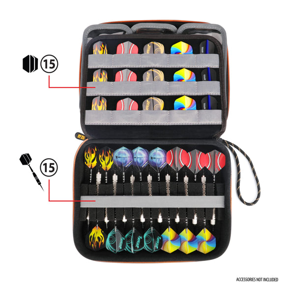 USA Gear XL Hard Shell Dart Case - Darts Carrying Case for Darts (15), Dart Tips, Dart Shafts, Dart Flights, and More Dart Accessories - Compatible with Soft Tip Darts and Steel Tip Darts (Black)