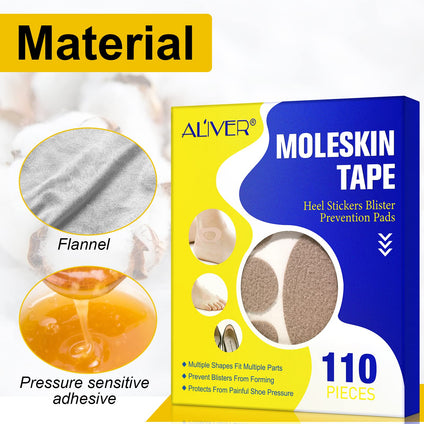 Moleskin Strips with Adhesive Blister Prevention Pads Mole Skin Tape Stickers for Feet Heel Shoes Padding,12 Sheets of 11 Shapes