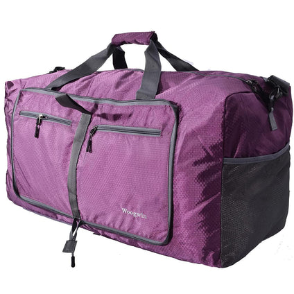 ehsbuy 60L Foldable Travel Duffle Bags for Men Women Large Holdall Bag Waterproof Overnight Weekend Bags for Gym Luggage, Purple, 60L