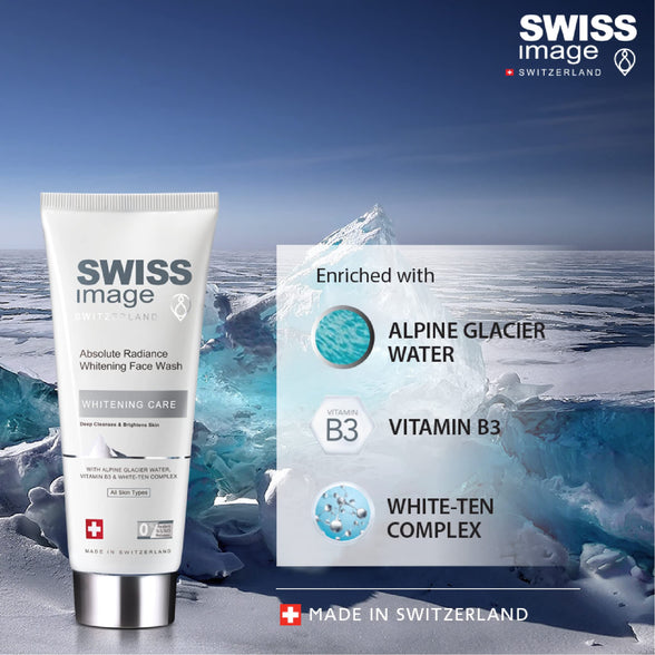 Swiss Image Brightening Skin Care Kit For Radiant & Glowing Skin- Face Wash 200ml, Face Mask 75ml, Serum 30ml & Night Cream 50 ml For All Skin Types, Enriched with Vitamin B3 & White Ten Complex