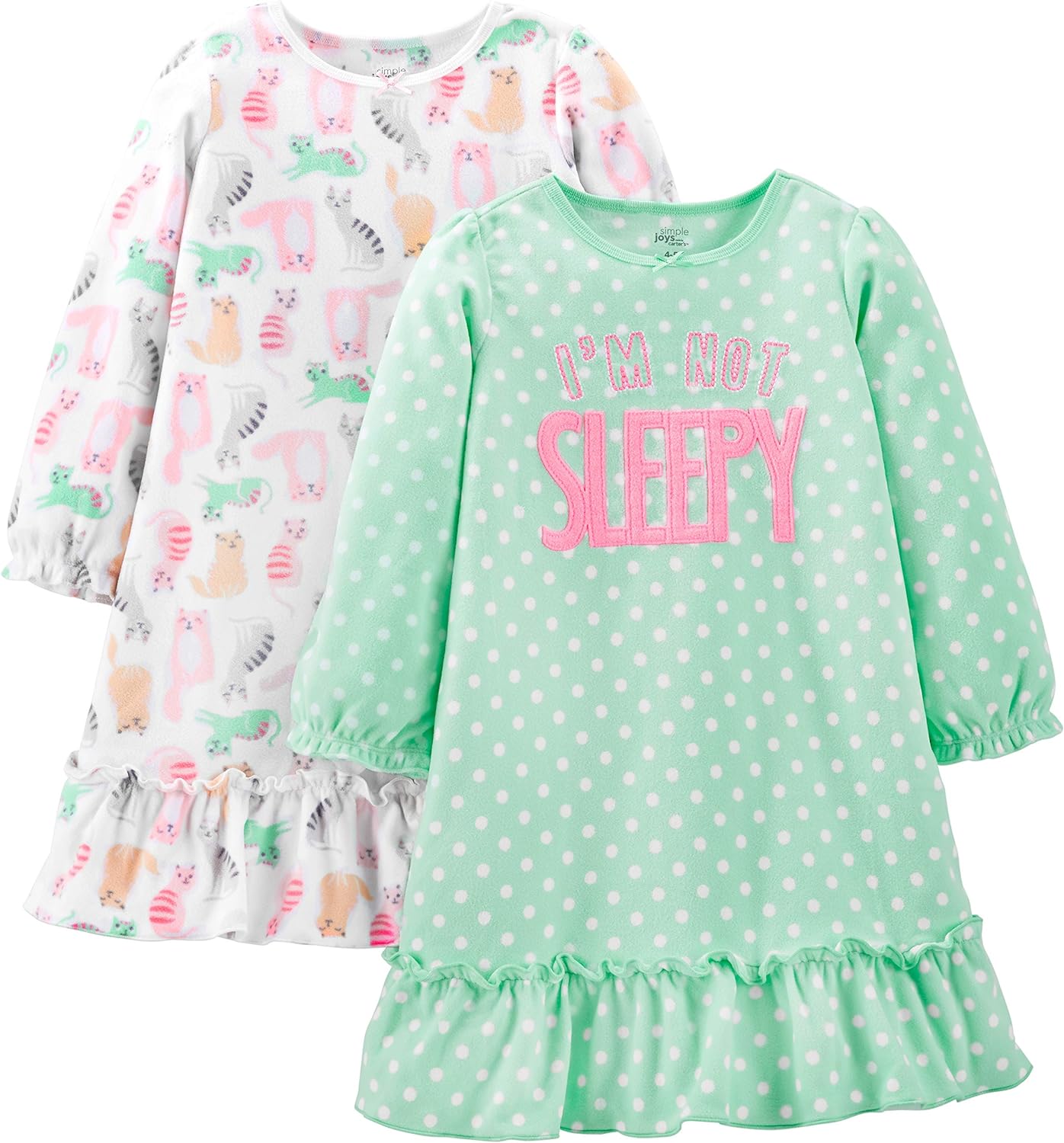 Simple Joys by Carter's Girls and Toddlers' Fleece Nightgowns, Pack of 2