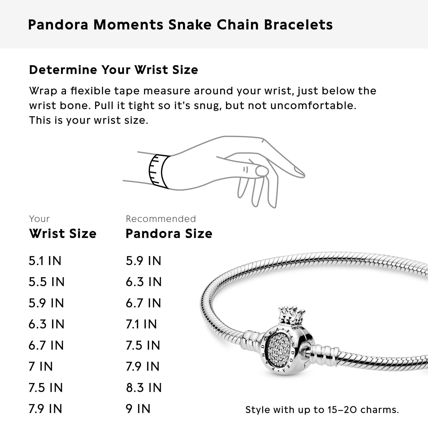 Pandora Jewelry Crown O Clasp Cubic Zirconia Bracelet in Sterling Silver