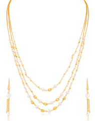 Sukkhi Moddish 3 String Gold Plated Necklace Set for women