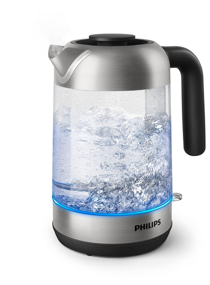 Philips Series 5000 Glass Kettle Stainless Steel, Crystal 2200W 1.7L, Mid Entry Light Status Indicator Hd9339/81. 2 Years Warranty