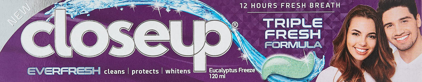 ClosEUp Triple Fresh Formula Gel Toothpaste, Eucalyptus Freeze, 120ml