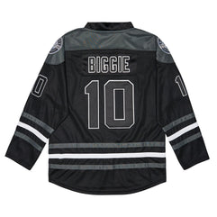 Men's #10 Biggie Smalls Bad Boy 90S Hip Hop Long Sleeve Black Notorious Hockey Jersey