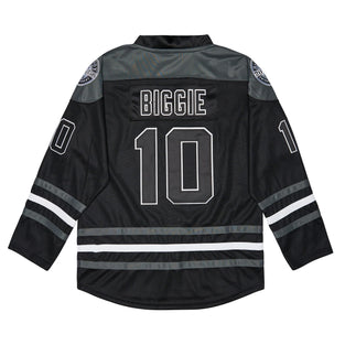 Men's #10 Biggie Smalls Bad Boy 90S Hip Hop Long Sleeve Black Notorious Hockey Jersey