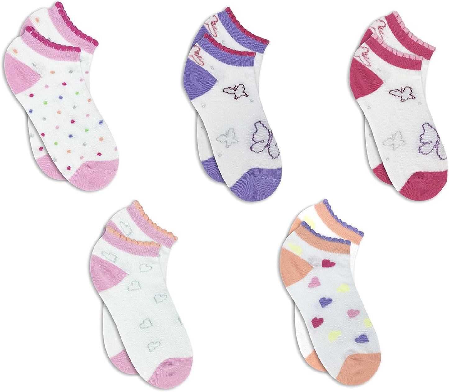 Girls Combed Cotton Printed Liners Socks 5 Pairs Pack